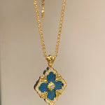 Boucheron - Inspired Four - Leaf Clover Necklaces – Red Carnelian / Black Onyx / Green Onyx / Blue Chalcedony - floysun