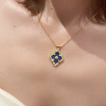 Boucheron - Inspired Four - Leaf Clover Necklaces – Red Carnelian / Black Onyx / Green Onyx / Blue Chalcedony - floysun