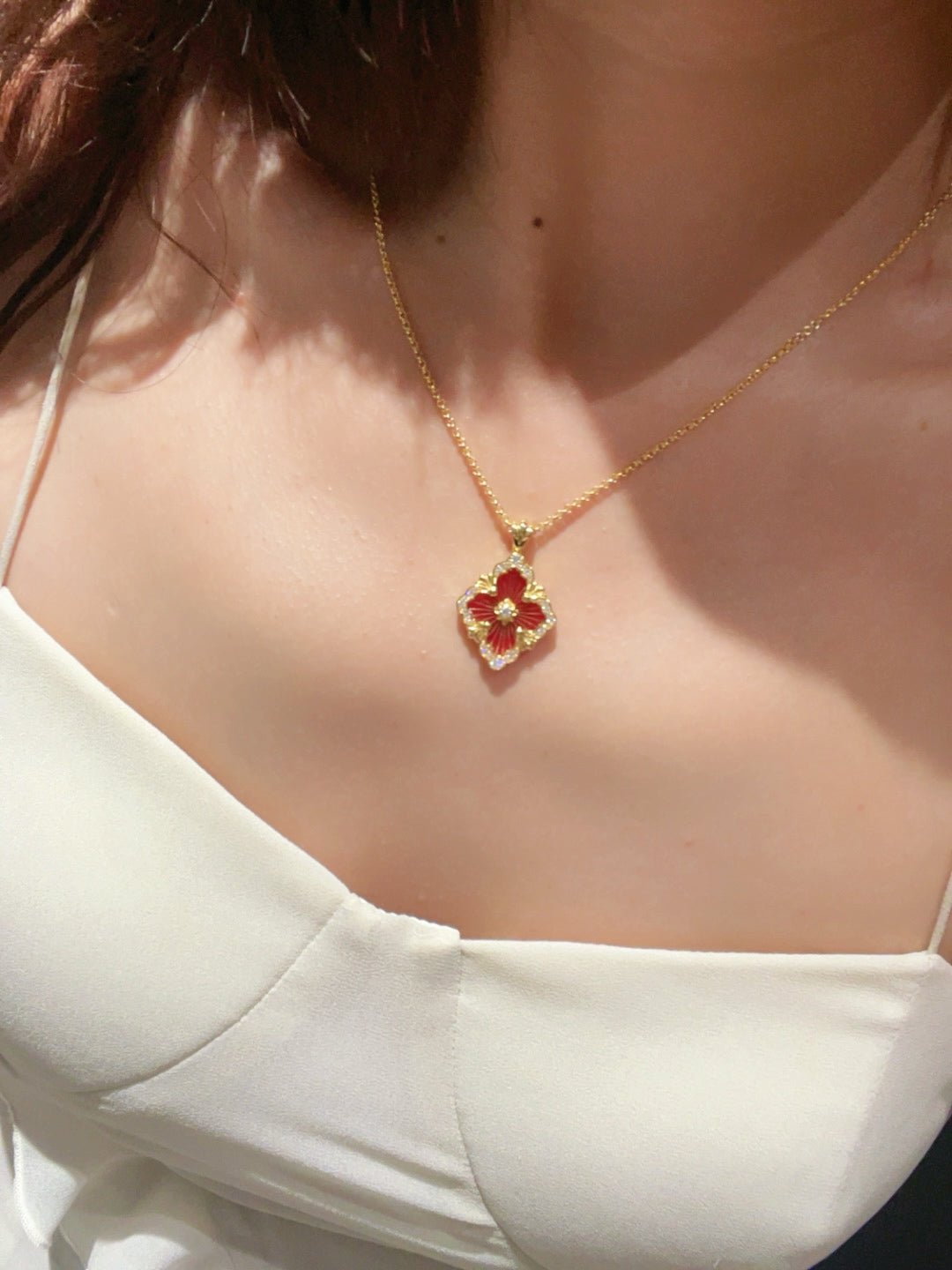 Boucheron - Inspired Four - Leaf Clover Necklaces – Red Carnelian / Black Onyx / Green Onyx / Blue Chalcedony - floysun