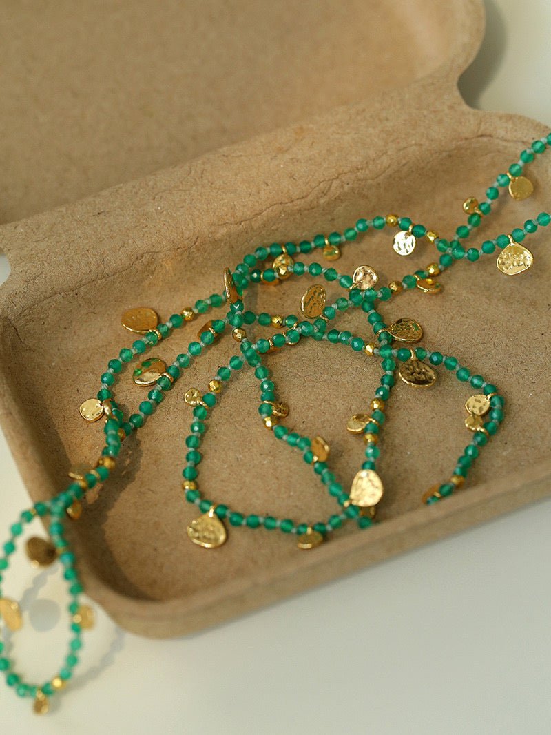 Boundless Spirit Woven Natural Stone Long Necklace - Green Agate - floysun