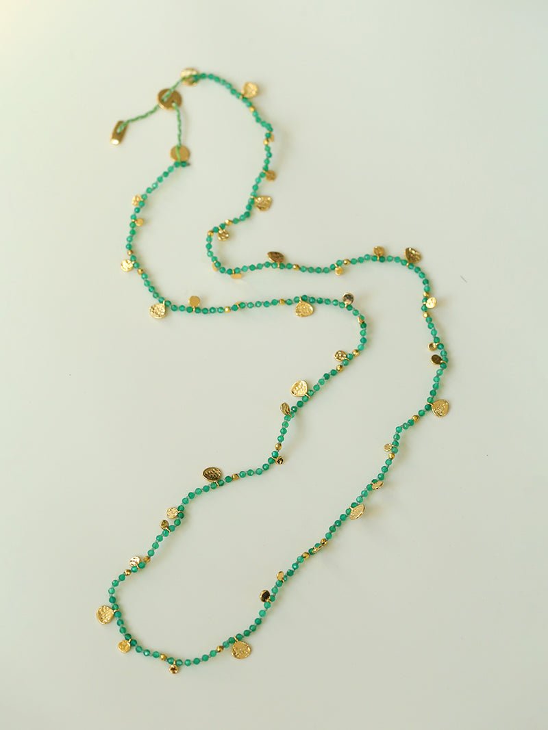 Boundless Spirit Woven Natural Stone Long Necklace - Green Agate - floysun