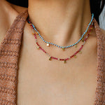 Boundless Spirit Woven Natural Stone Necklace - Red Corundum & Red Spinel - floysun