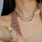 Boundless Spirit Woven Natural Stone Necklace - Red Corundum & Red Spinel - floysun