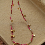 Boundless Spirit Woven Natural Stone Necklace - Red Corundum & Red Spinel - floysun