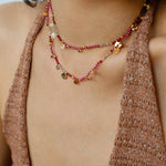 Boundless Spirit Woven Natural Stone Necklace - Red Corundum & Red Spinel - floysun