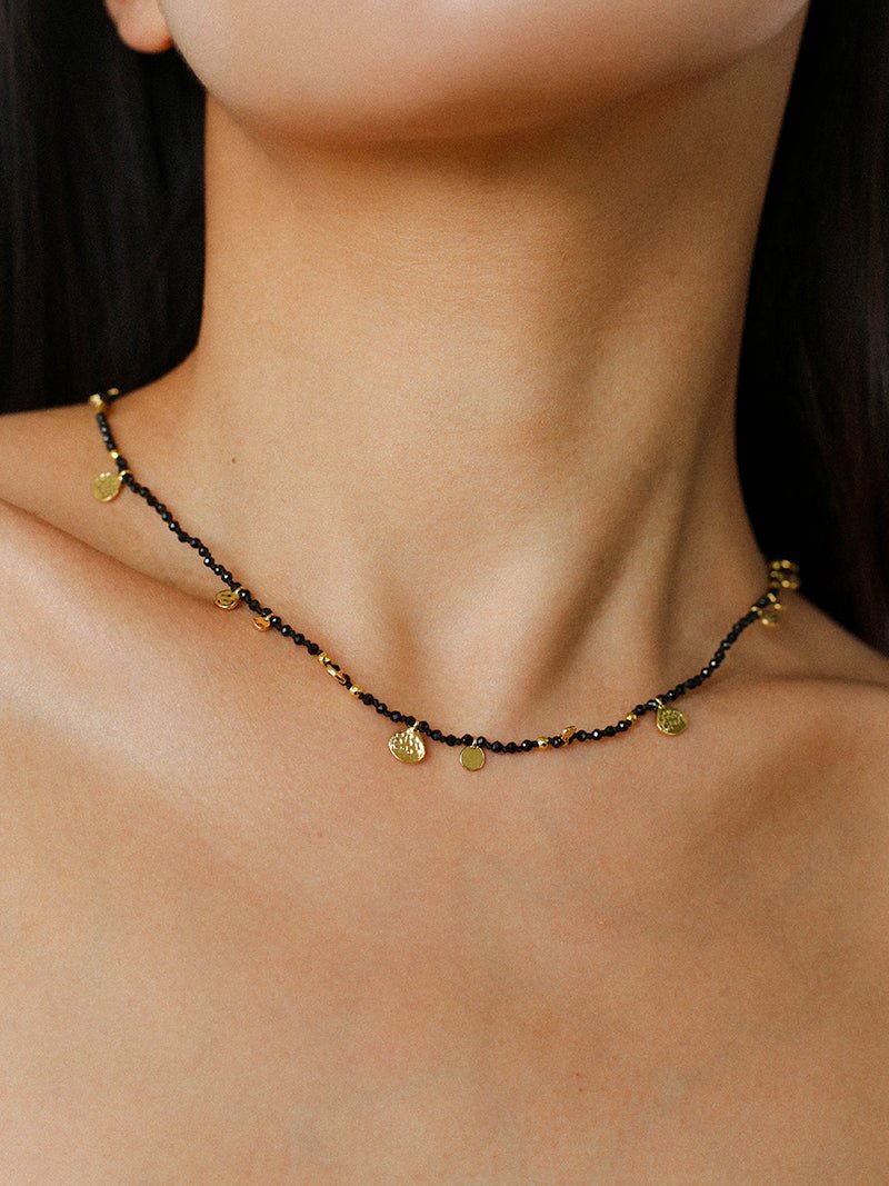 Boundless Spirit Woven Natural Stone Short Necklace - Black Spinel - floysun