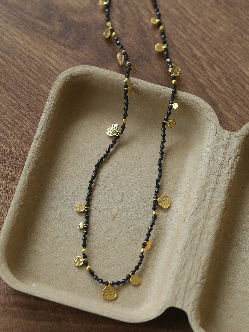 Boundless Spirit Woven Natural Stone Short Necklace - Black Spinel - floysun