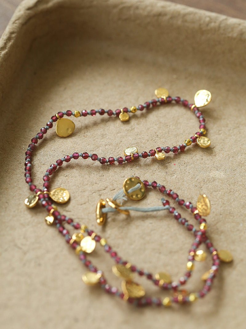 Boundless Spirit Woven Natural Stone Short Necklace - Garnet - floysun