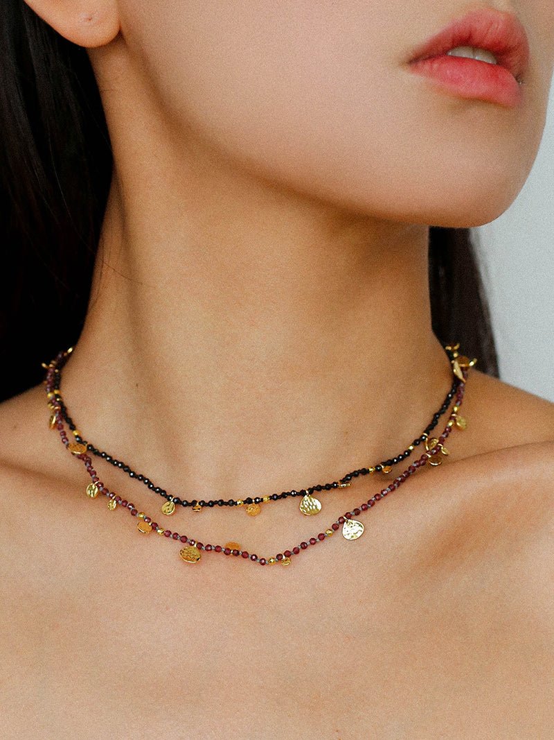 Boundless Spirit Woven Natural Stone Short Necklace - Garnet - floysun