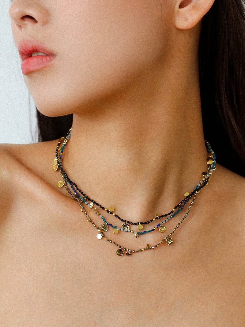 Boundless Spirit Woven Natural Stone Short Necklace - Gold Ore - floysun