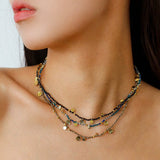 Boundless Spirit Woven Natural Stone Short Necklace - Gold Ore - floysun