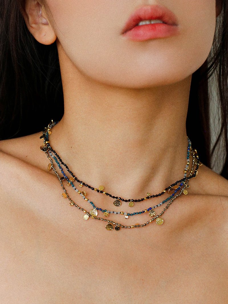 Boundless Spirit Woven Natural Stone Short Necklace - Gold Ore - floysun