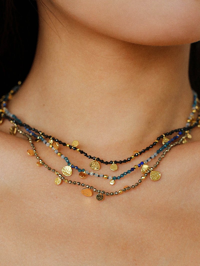 Boundless Spirit Woven Natural Stone Short Necklace - Gold Ore - floysun