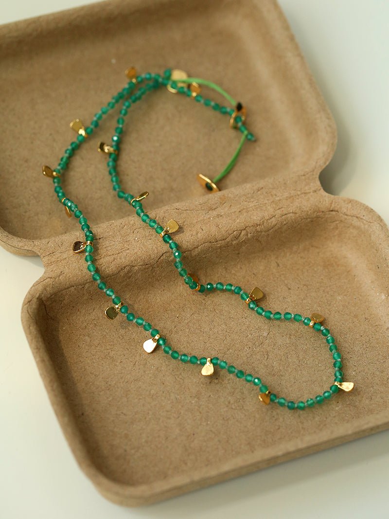 Boundless Spirit Woven Natural Stone Short Necklace - Green Agate - floysun