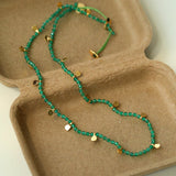 Boundless Spirit Woven Natural Stone Short Necklace - Green Agate - floysun
