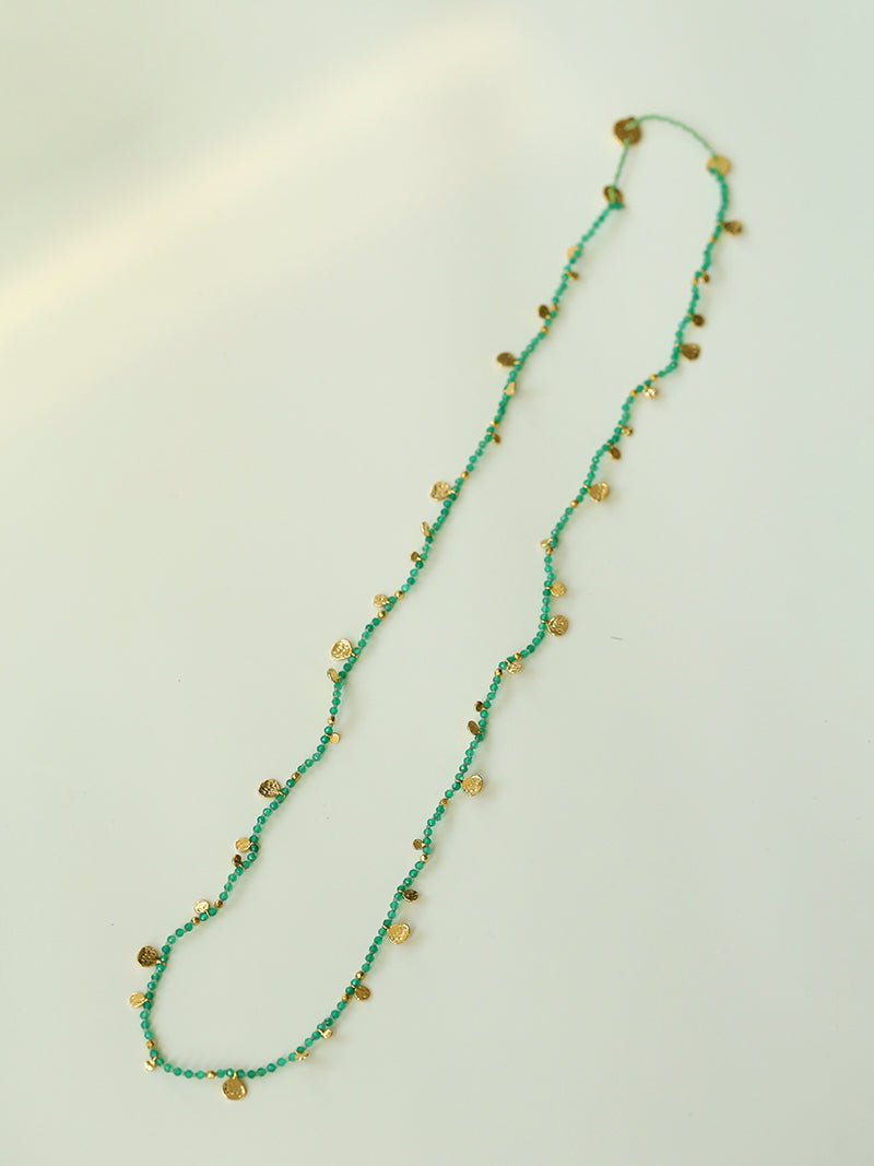 Boundless Spirit Woven Natural Stone Short Necklace - Green Agate - floysun