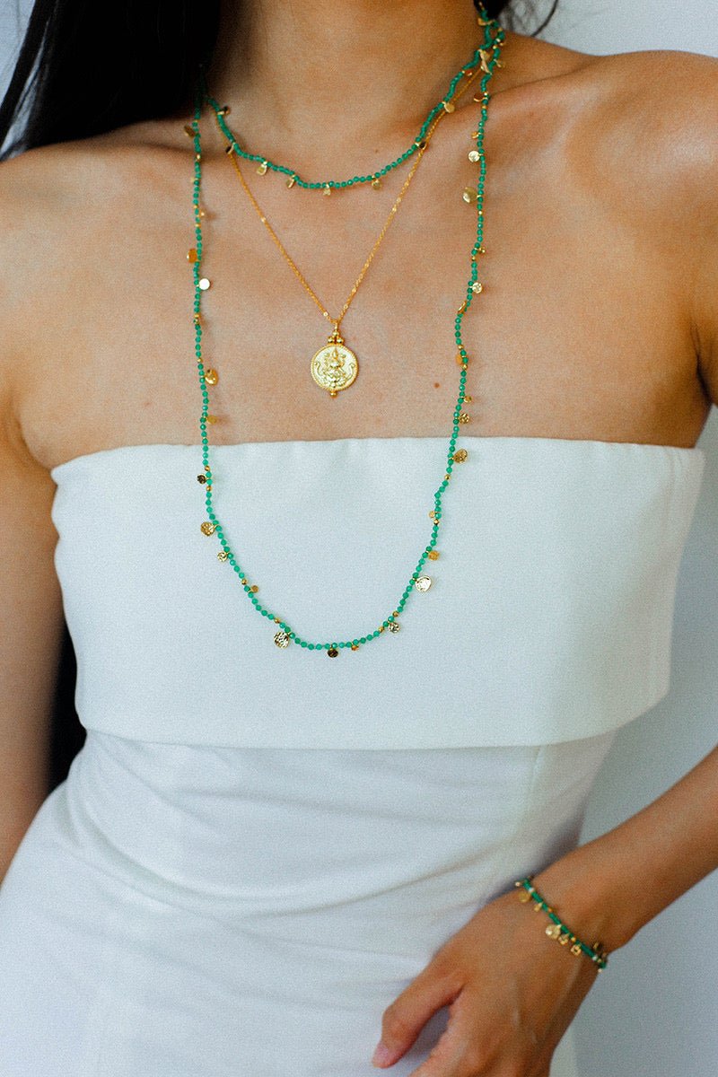 Boundless Spirit Woven Natural Stone Short Necklace - Green Agate - floysun