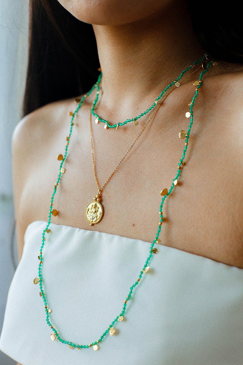 Boundless Spirit Woven Natural Stone Short Necklace - Green Agate - floysun