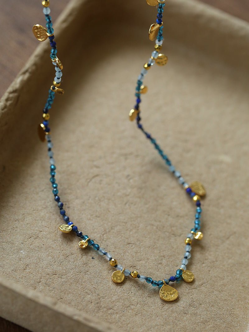 Boundless Spirit Woven Natural Stone Short Necklace - Lapis Lazuli - floysun