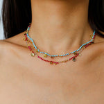 Boundless Spirit Woven Natural Stone Short Necklace - Red Corundum - floysun