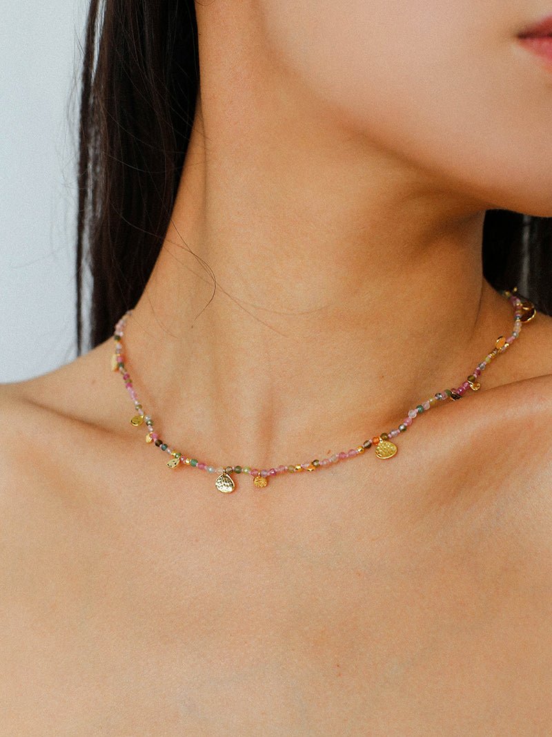 Boundless Spirit Woven Natural Stone Short Necklace - Tourmaline - floysun