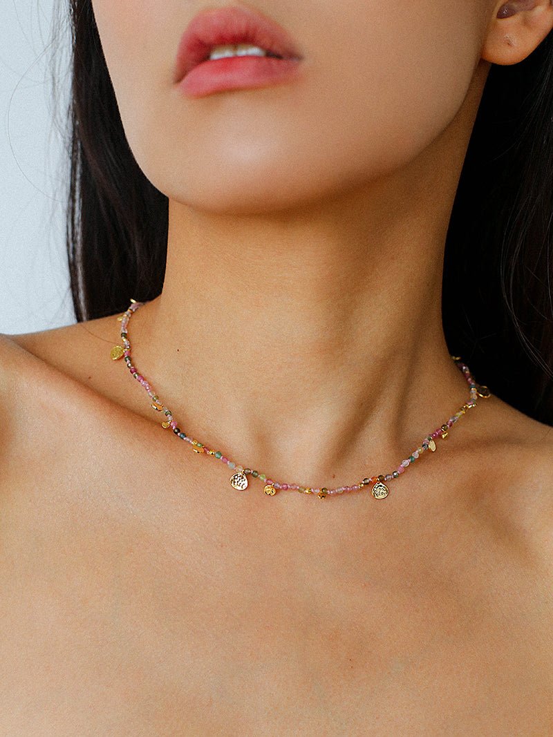 Boundless Spirit Woven Natural Stone Short Necklace - Tourmaline - floysun