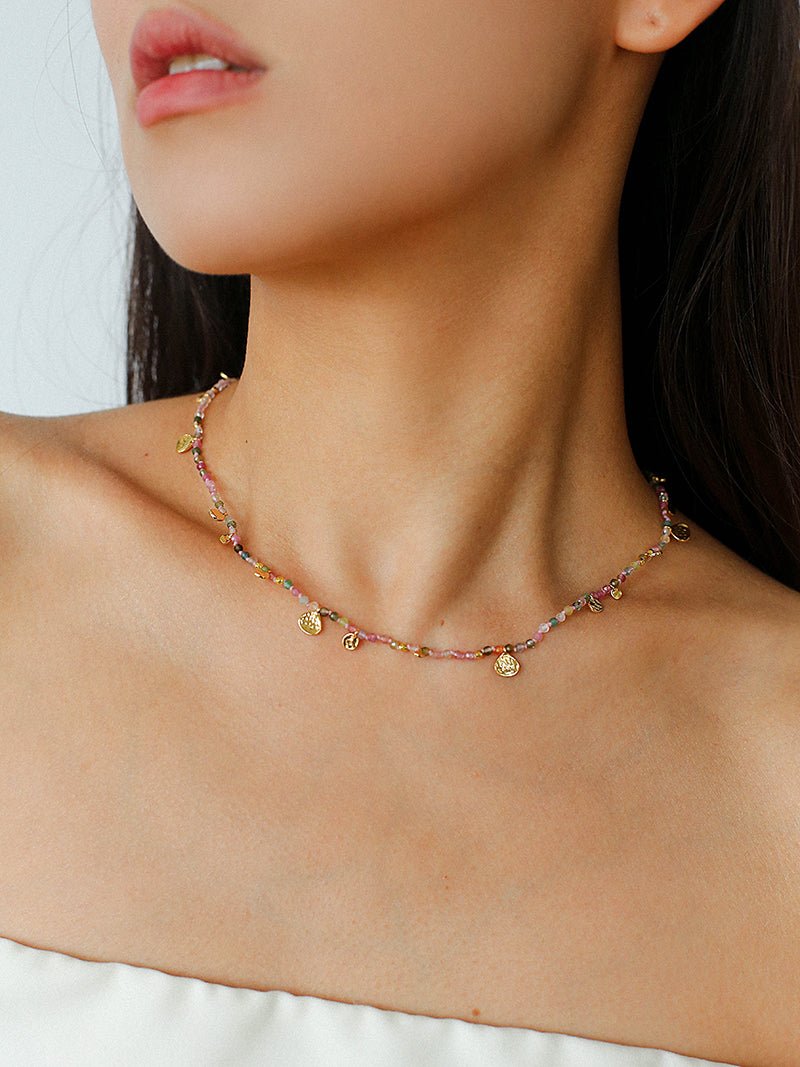 Boundless Spirit Woven Natural Stone Short Necklace - Tourmaline - floysun