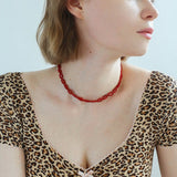 Braided Double Red Black Onyx Beaded Choker - floysun