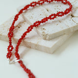 Braided Double Red Black Onyx Beaded Choker - floysun