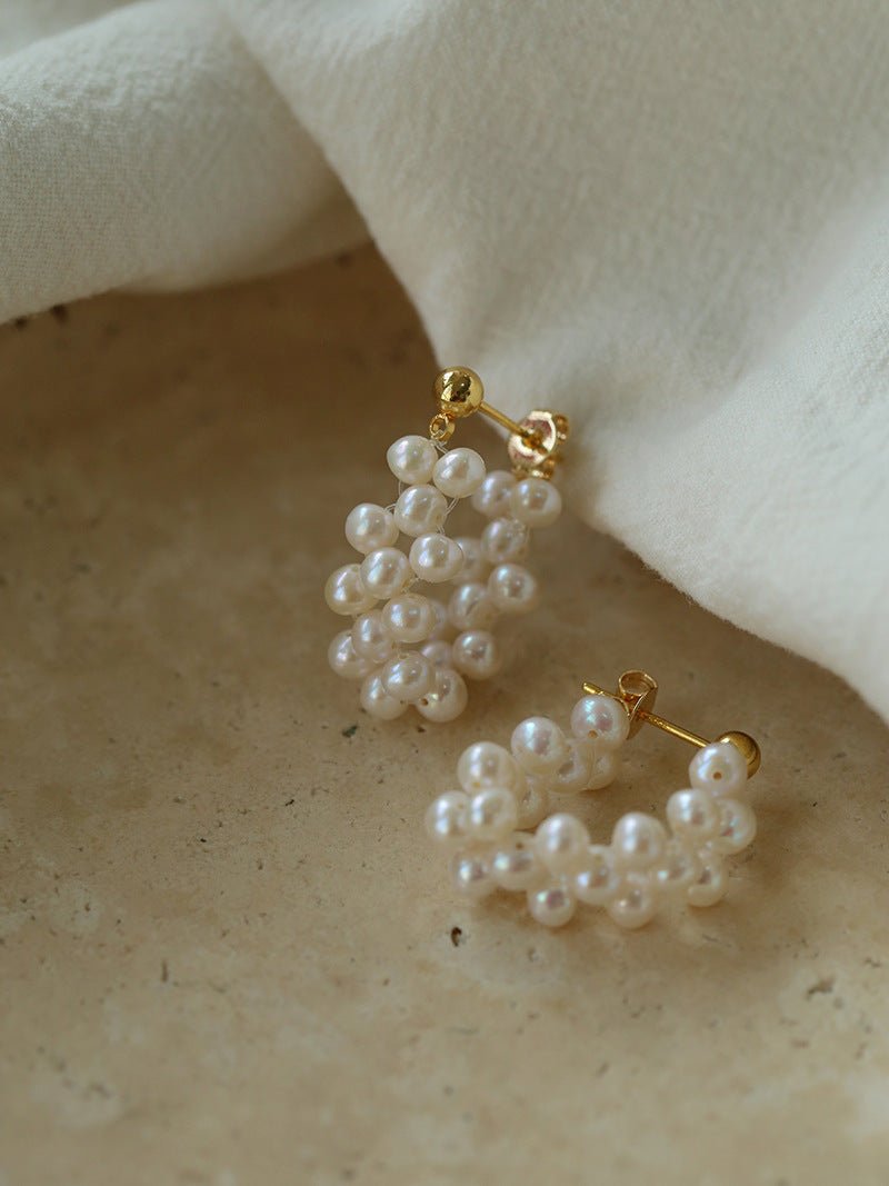 Braided Freshwater Pearl Earrings - floysun