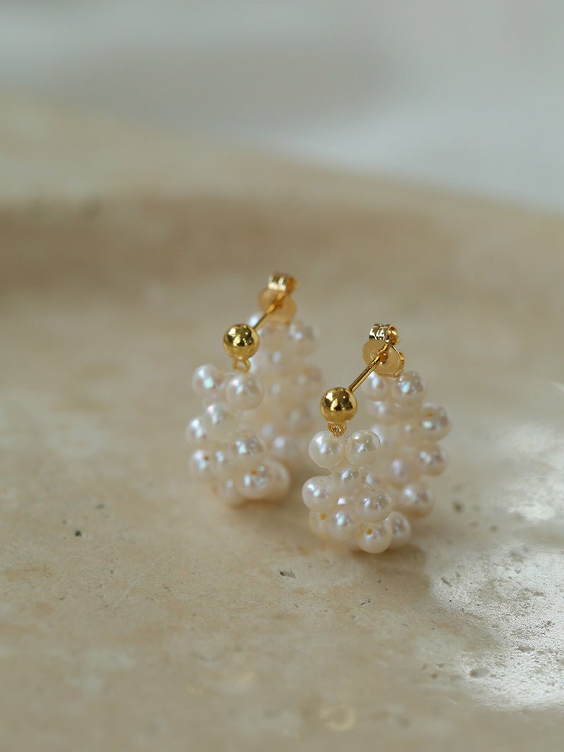 Braided Freshwater Pearl Earrings - floysun