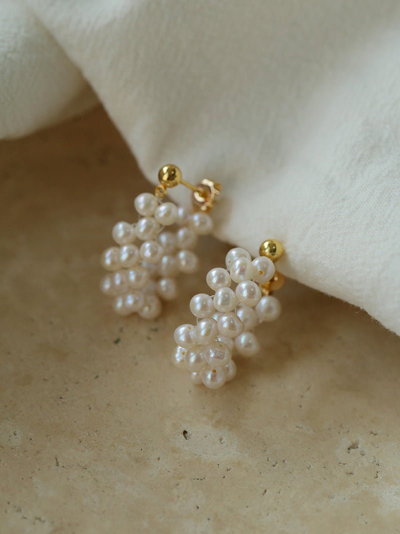 Braided Freshwater Pearl Earrings - floysun