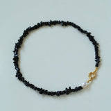 Brilliant Black Onyx Crushed Stone and Pearl Necklace - floysun