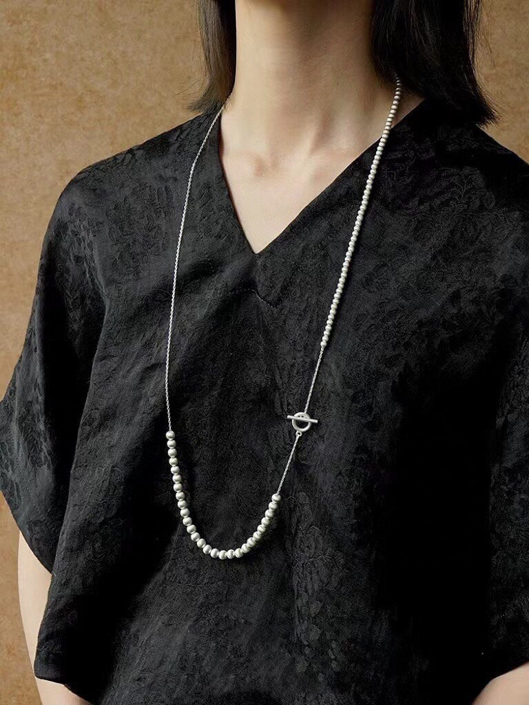 Brushed Ball Long Multi - Layer Wrap OT Chain Necklace - floysun