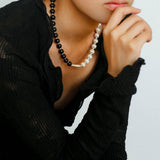 Brushed Bead & Ebony Wood Sphere Necklace - floysun