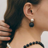 Brushed Bead & Ebony Wood Sphere Necklace - floysun