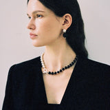 Brushed Bead & Ebony Wood Sphere Necklace - floysun