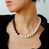 Brushed Bead & Ebony Wood Sphere Necklace - floysun