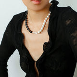 Brushed Bead & Ebony Wood Sphere Necklace - floysun