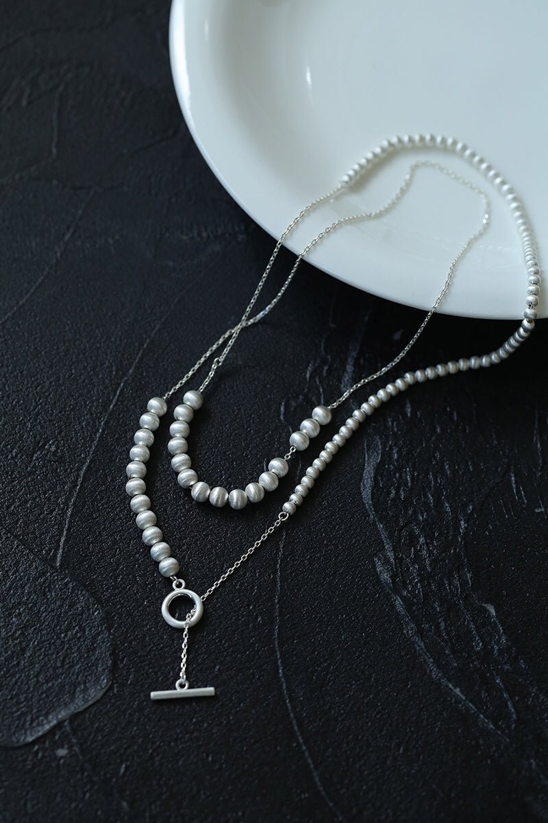 Brushed Bead Long Multi - Layer Wrap OT Chain Necklace - floysun
