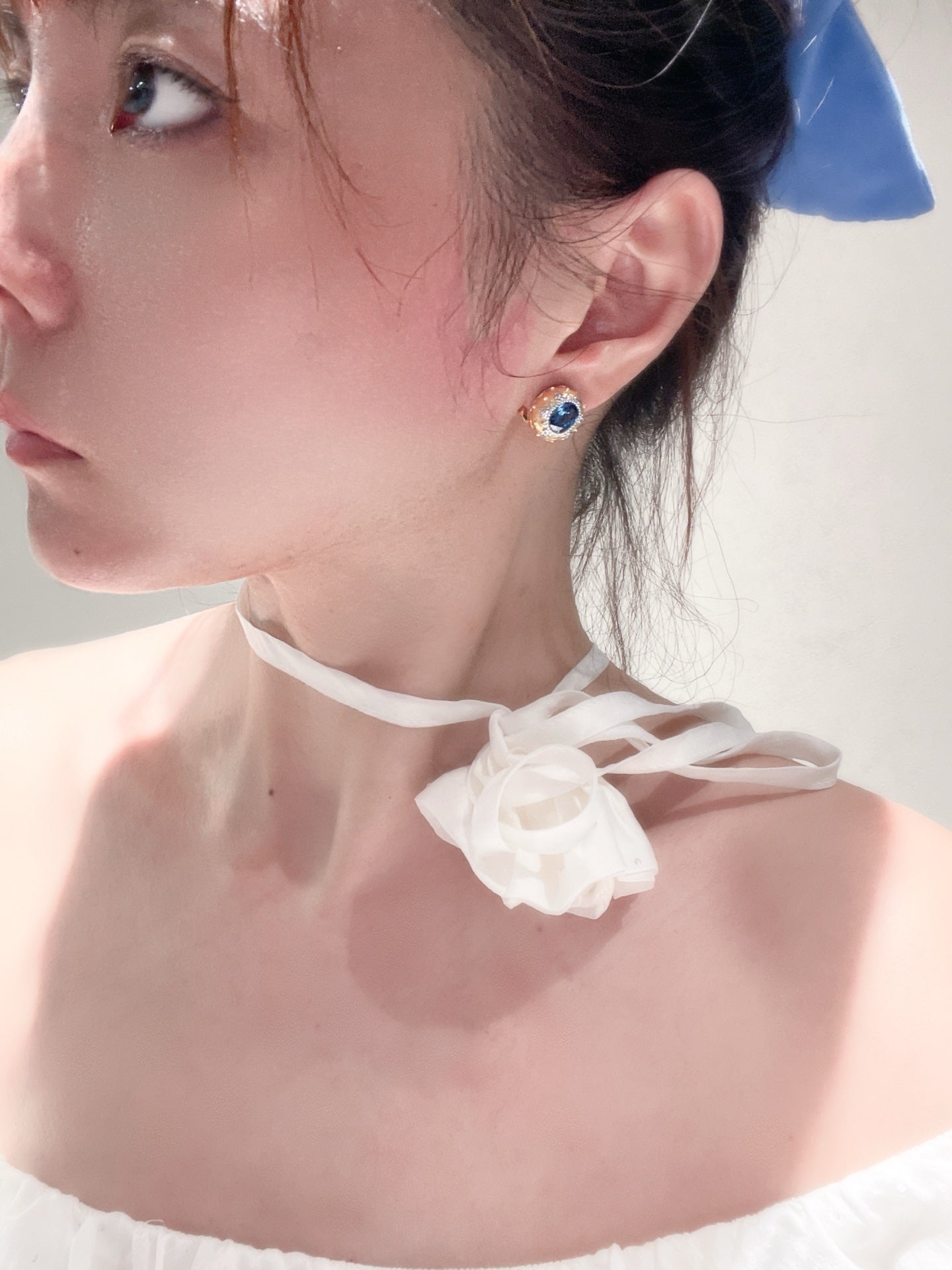 Brushed Blue Sapphire Hexa - Star Earrings - floysun