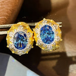 Brushed Blue Sapphire Hexa - Star Earrings - floysun