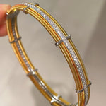 Brushed Clover Bangle Luxury Dual - Tone Finish - floysun