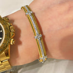 Brushed Clover Bangle Luxury Dual - Tone Finish - floysun