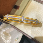 Brushed Clover Bangle Luxury Dual - Tone Finish - floysun