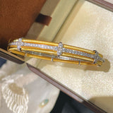 Brushed Clover Bangle Luxury Dual - Tone Finish - floysun