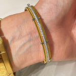 Brushed Clover Bangle Luxury Dual - Tone Finish - floysun