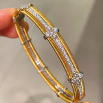 Brushed Clover Bangle Luxury Dual - Tone Finish - floysun