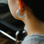 Brushed Crescent Hoop Earrings - floysun