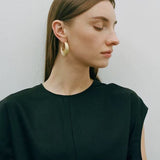 Brushed Crescent Hoop Earrings - floysun